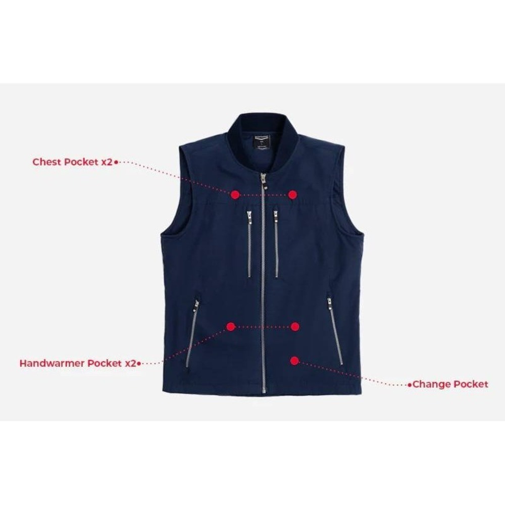 SCOTTeVEST The 101 Travel Vest Mens Sz L Navy Blue Multi Hidden Pockets Tech NWT - Picture 2 of 12